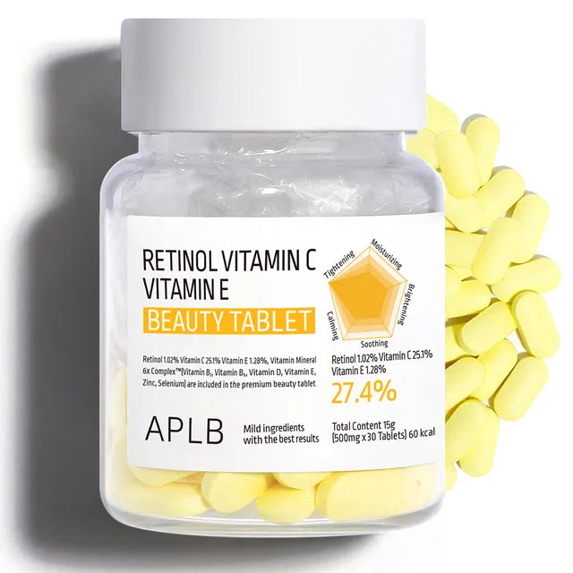 APLB (Official) Retinol Vitamin C Vitamin E Beauty Tablet 500MG (30 Tablets)