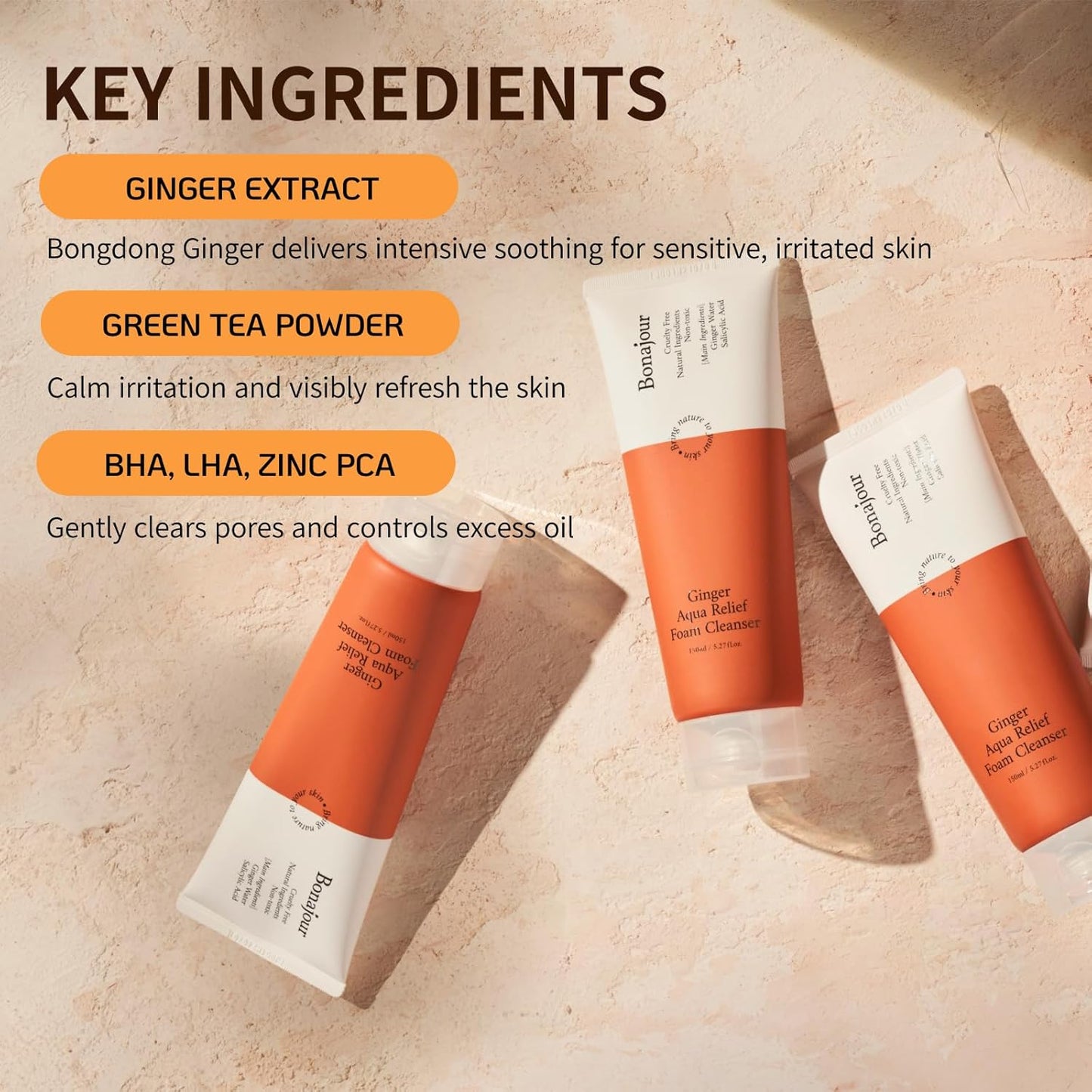 Bonajour (Official) Ginger Aqua Relief Foam Cleanser 150ml