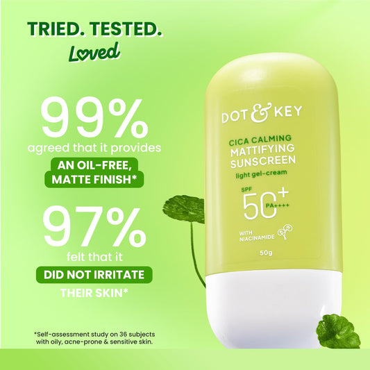 Dot And Key CICA Calming Mattifying SPF50 PA++++ Sunscreen Medium Size 50g