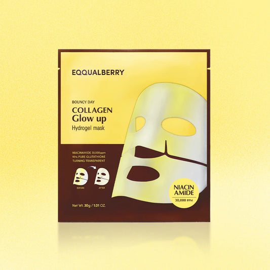Eqqualberry Collagen Glow up Hydrogel Mask Toning & Brightening Care, Cooling & Soothing Effect, brightens and refines skin.