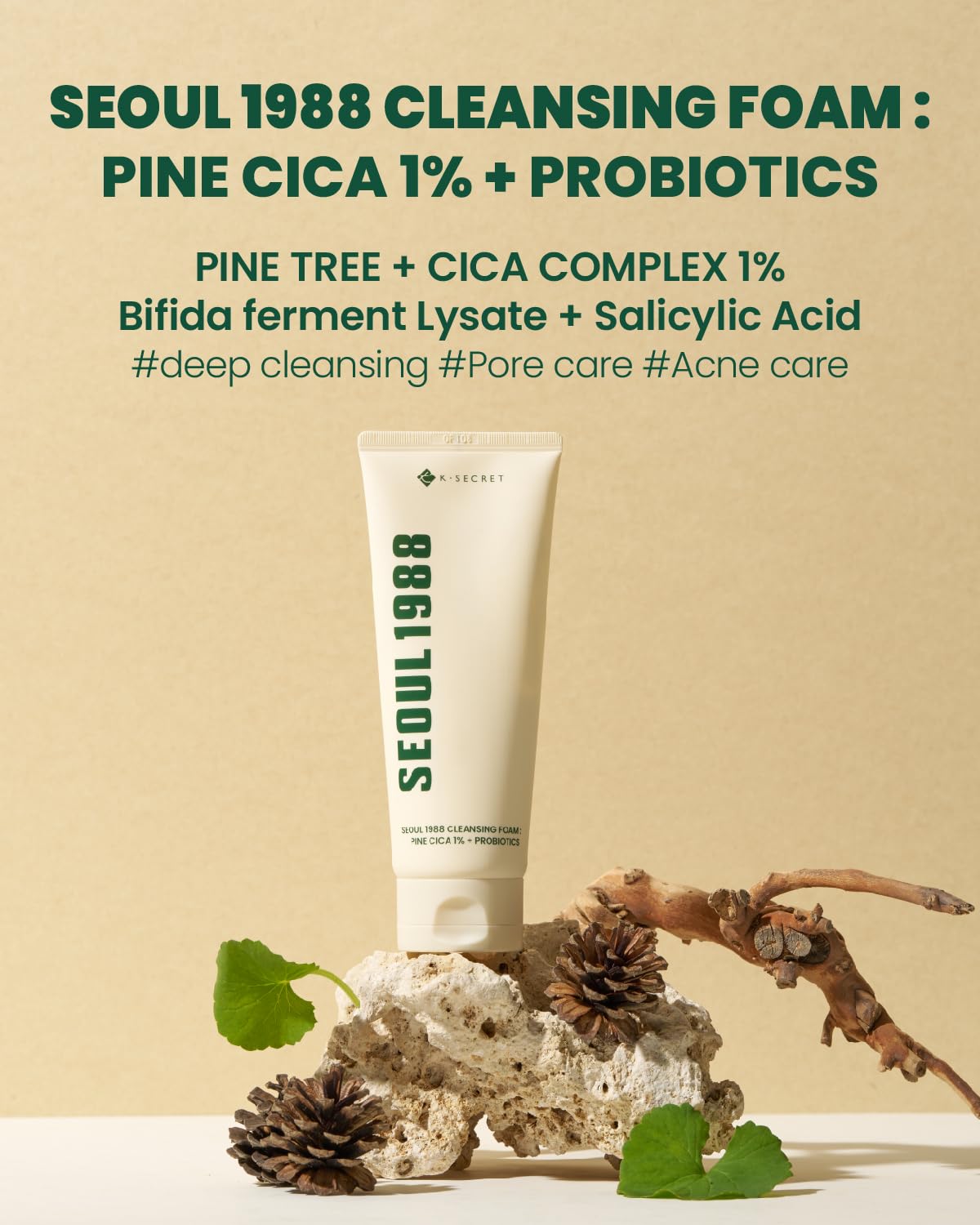 KSECRET SEOUL 1988 (Official) Cleansing Foam Pine Cica 1% + Probiotics 150ml