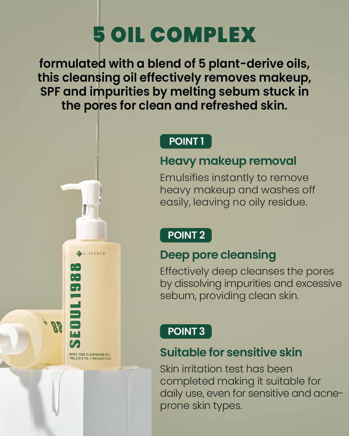KSECRET SEOUL 1988 (Official) Cleansing Oil Pine Cica 1% + Probiotics 200ml