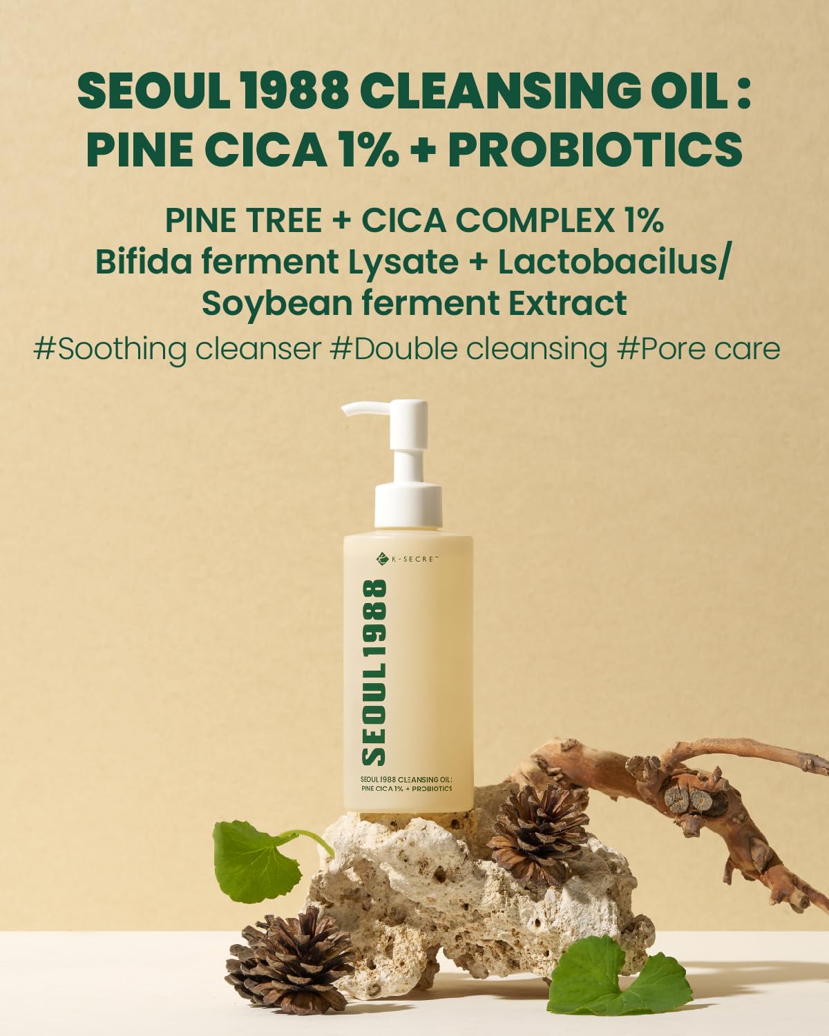 KSECRET SEOUL 1988 (Official) Cleansing Oil Pine Cica 1% + Probiotics 200ml