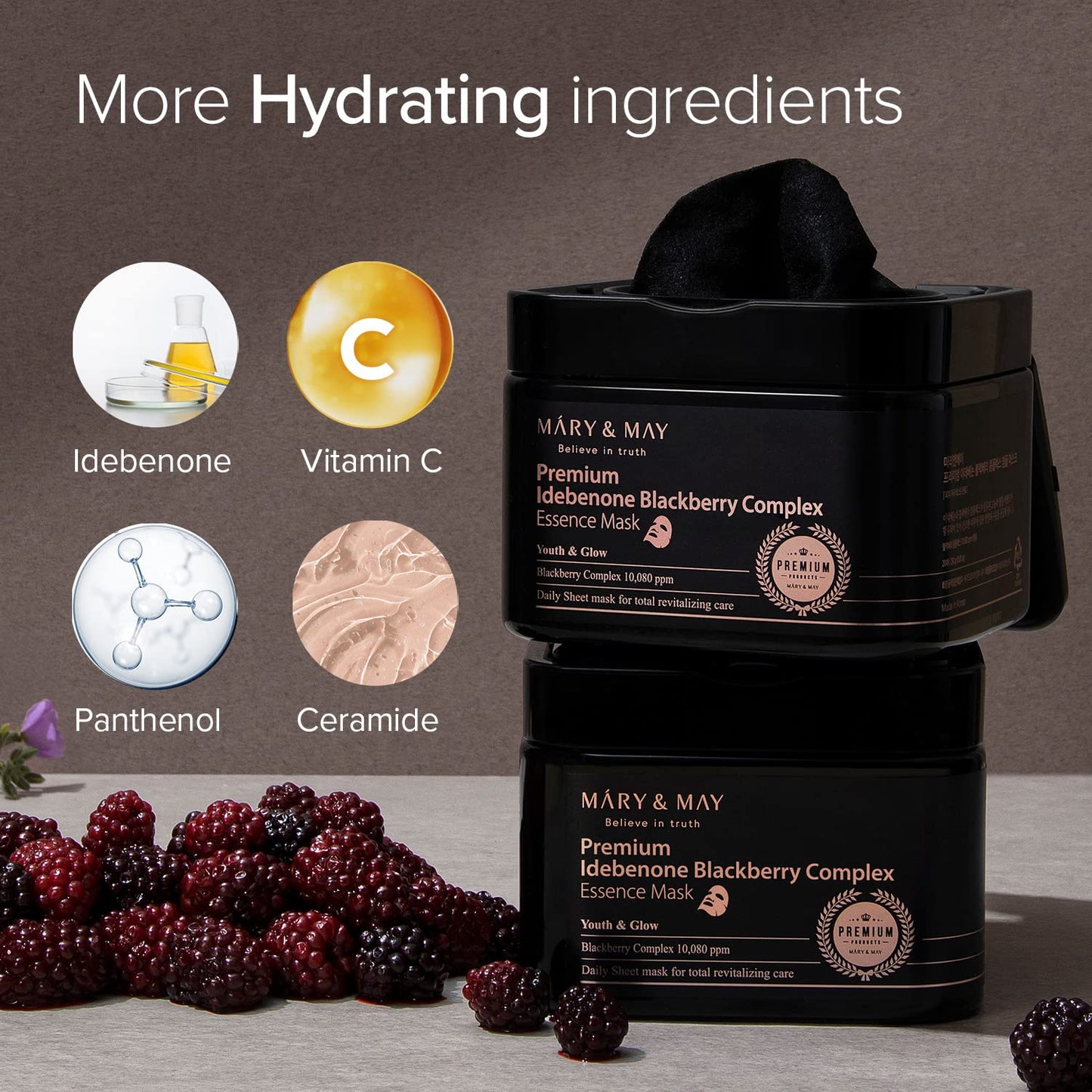 Mary & May Premium Idebenone Blackberry Complex Essence Mask 20ea