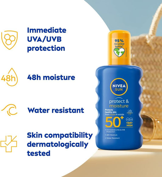 Nivea Sun Protect & Moisture SPF50+ Sunscreen Moisturizing Spray 200ml