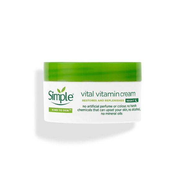 Original UK Simple Vital Vitamin Night Cream 50ml tub with green lid on white background
