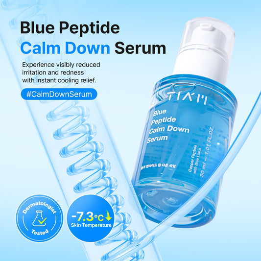 TIAM Blue Peptide Calm Down Serum with copper peptide and blue lotus for redness and sensitive skin