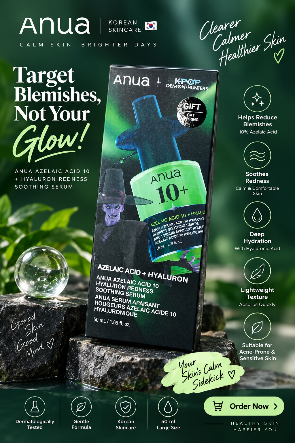 Anua KPop Demon Hunters LIMITED EDITION Azelaic Acid 10 Hyaluron Redness Soothing Serum 50ml