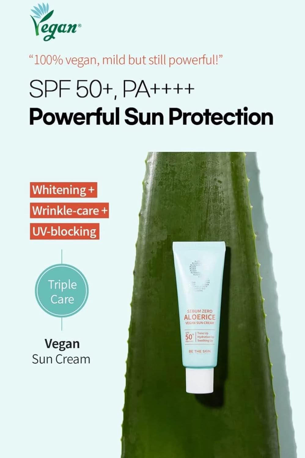 Be The Skin Sebum Zero Aloerice Vegan SPF50+ Sun Cream 50ml