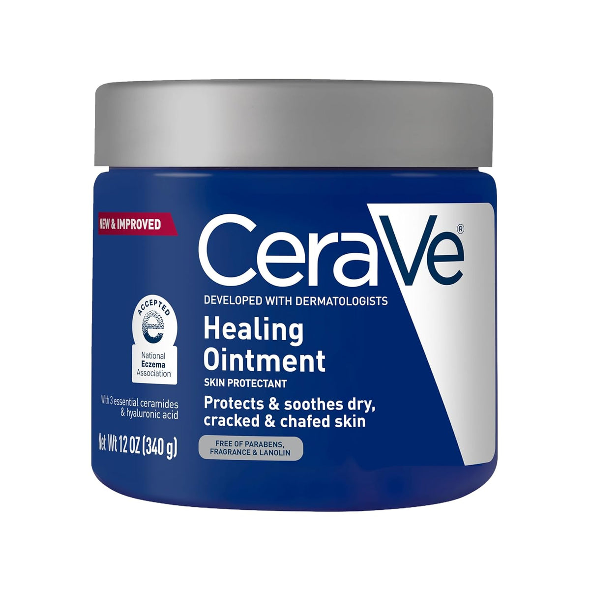 CeraVe Healing Ointment 340g jar, a skin-protecting ointment formulated with 3 essential ceramides and hyaluronic acid for dry, cracked, and chafed skin.