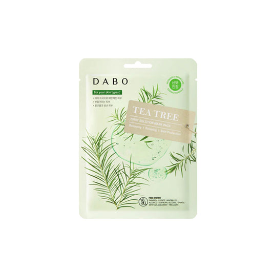 DABO Tea Tree face mask packaging. Its thin, adherent sheet maximizes serum absorption, promoting skin purification, calming effects, and enhanced skin health—ideal for consistent skincare maintenance.
