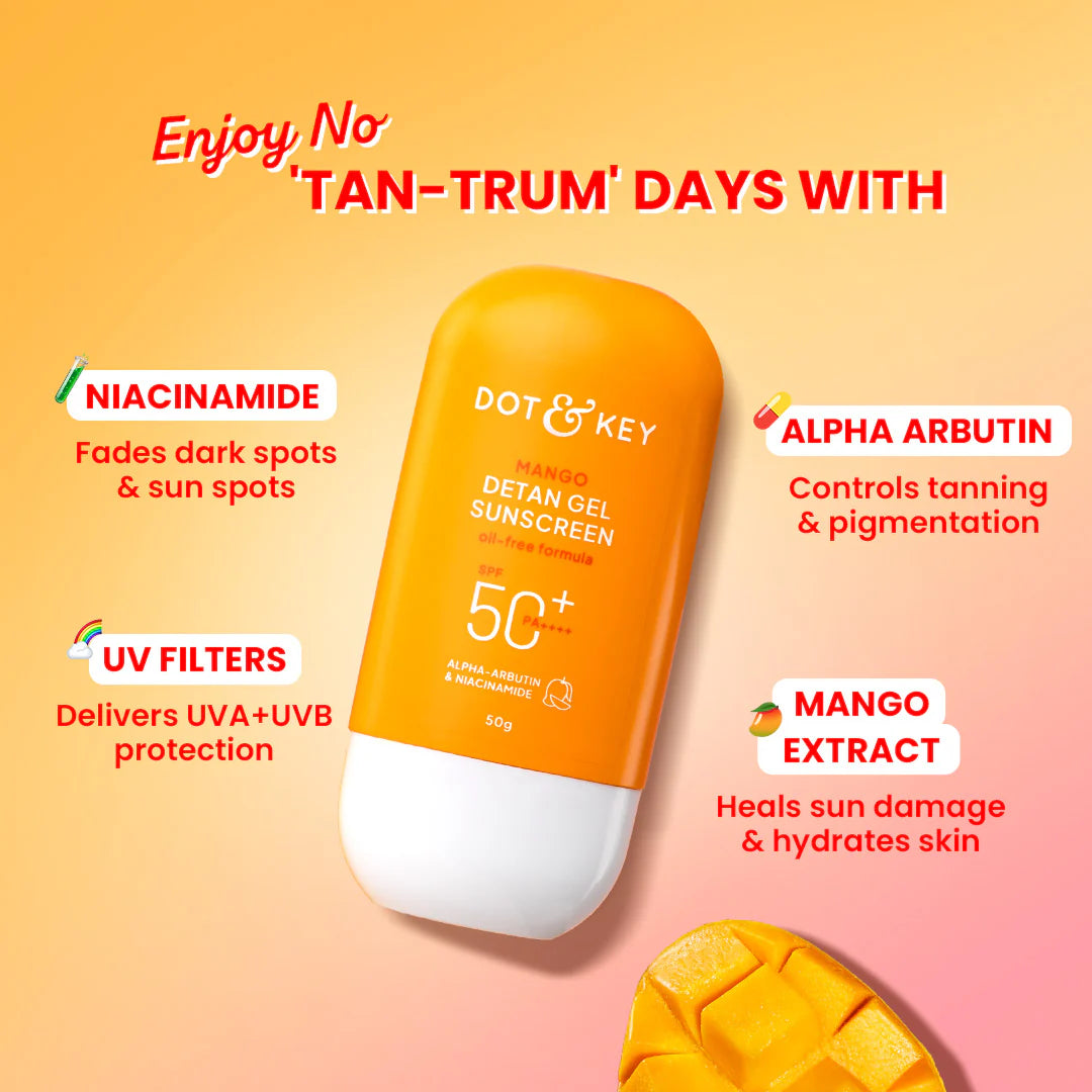 Dot And Key Mango Detan Gel SPF50+ PA++++ Medium Size Sunscreen 50g