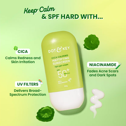 Dot And Key CICA Calming Mattifying SPF50 PA++++ Sunscreen Medium Size 50g
