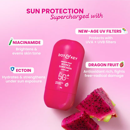 Dot And Key Dragon Fruit Bounce SPF50 PA++++ Medium Size Sunscreen 50g