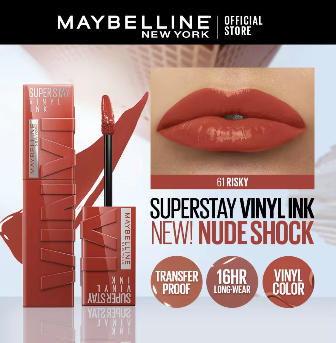 Maybelline Super Stay Vinyl Ink Long Wear Liquid Lipstick 61 RISKY
