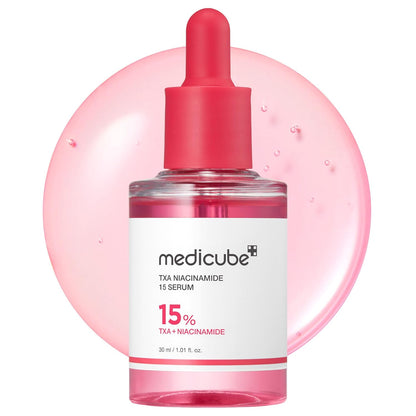 Medicube TXA Niacinamide 15% light weight & non sticky Serum. Radiant, Clear and healthy skin within 72 hours. It is all in one serum which hydrates, smoothes texture, for uneven skin tone.
