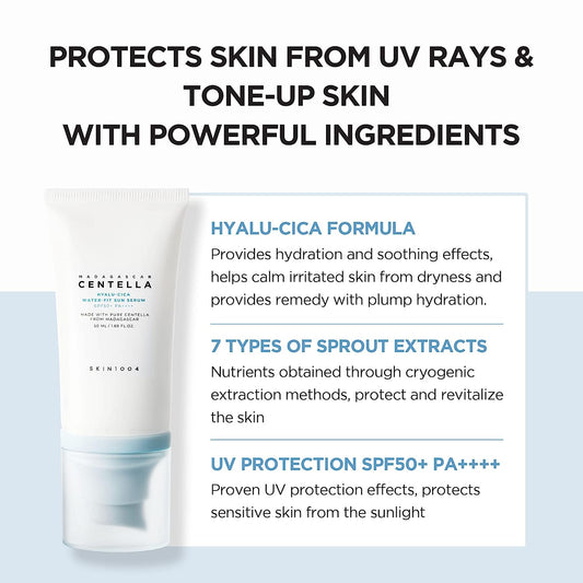 SKIN1004 (Official) Madagascar Centella Hyalu Cica Water Fit Sun Serum SPF50+ FAMILY SIZE 100ml
