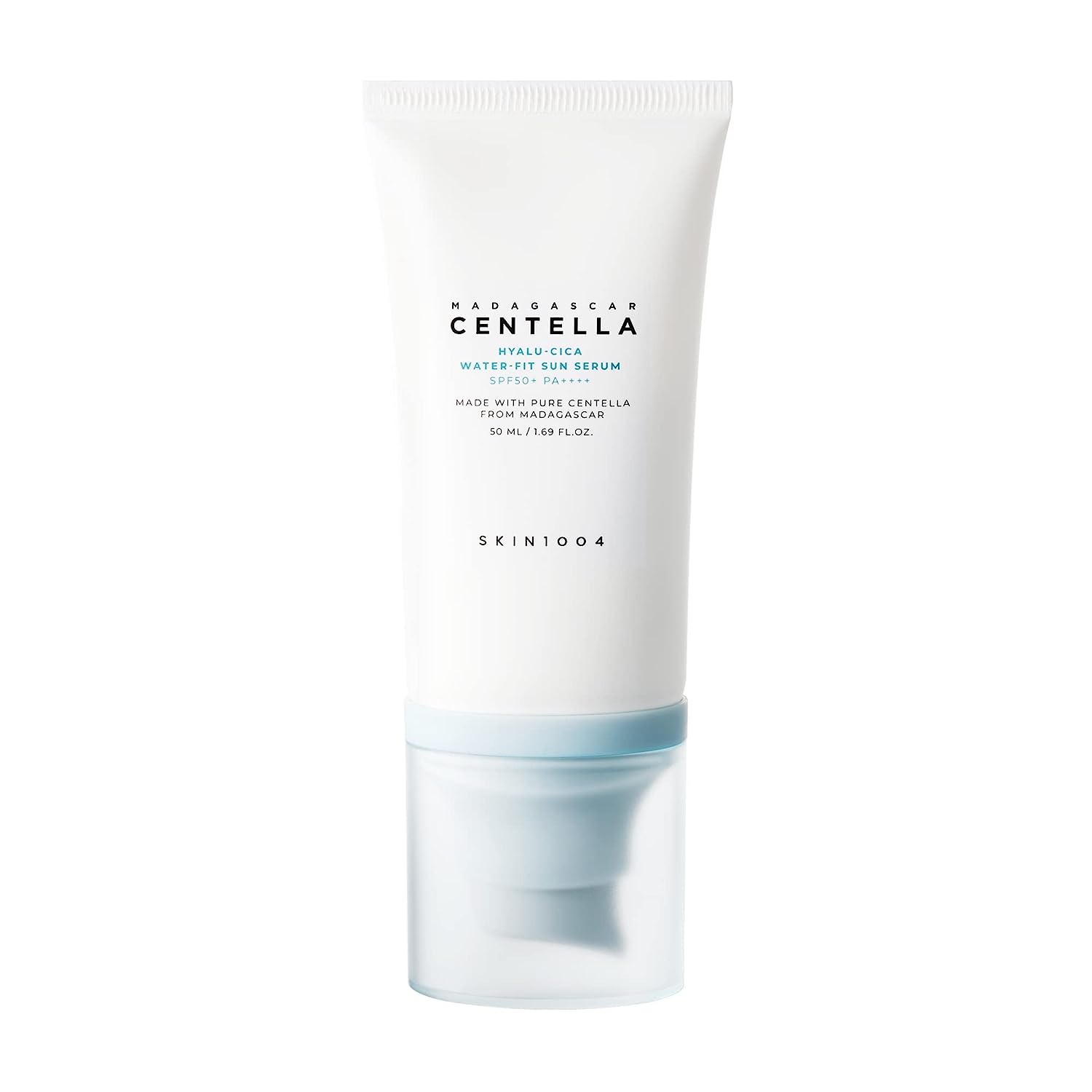 A tube of SKIN1004 Madagascar Centella Hyalu CICA Water fit Sun Serum, 50ml.
