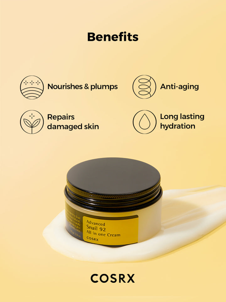 COSRX Advanced Snail 92 All In One Repair Cream benefits uses skin