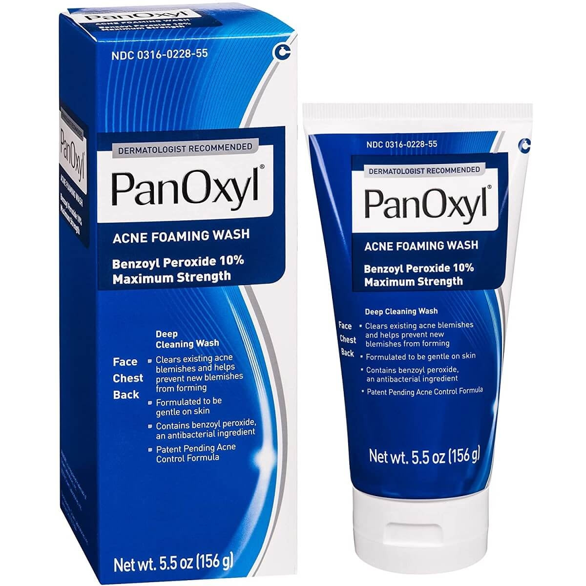 PanOxyl Acne Foaming Wash Benzoyl Peroxide 10% Maximum Strength 156 Gram