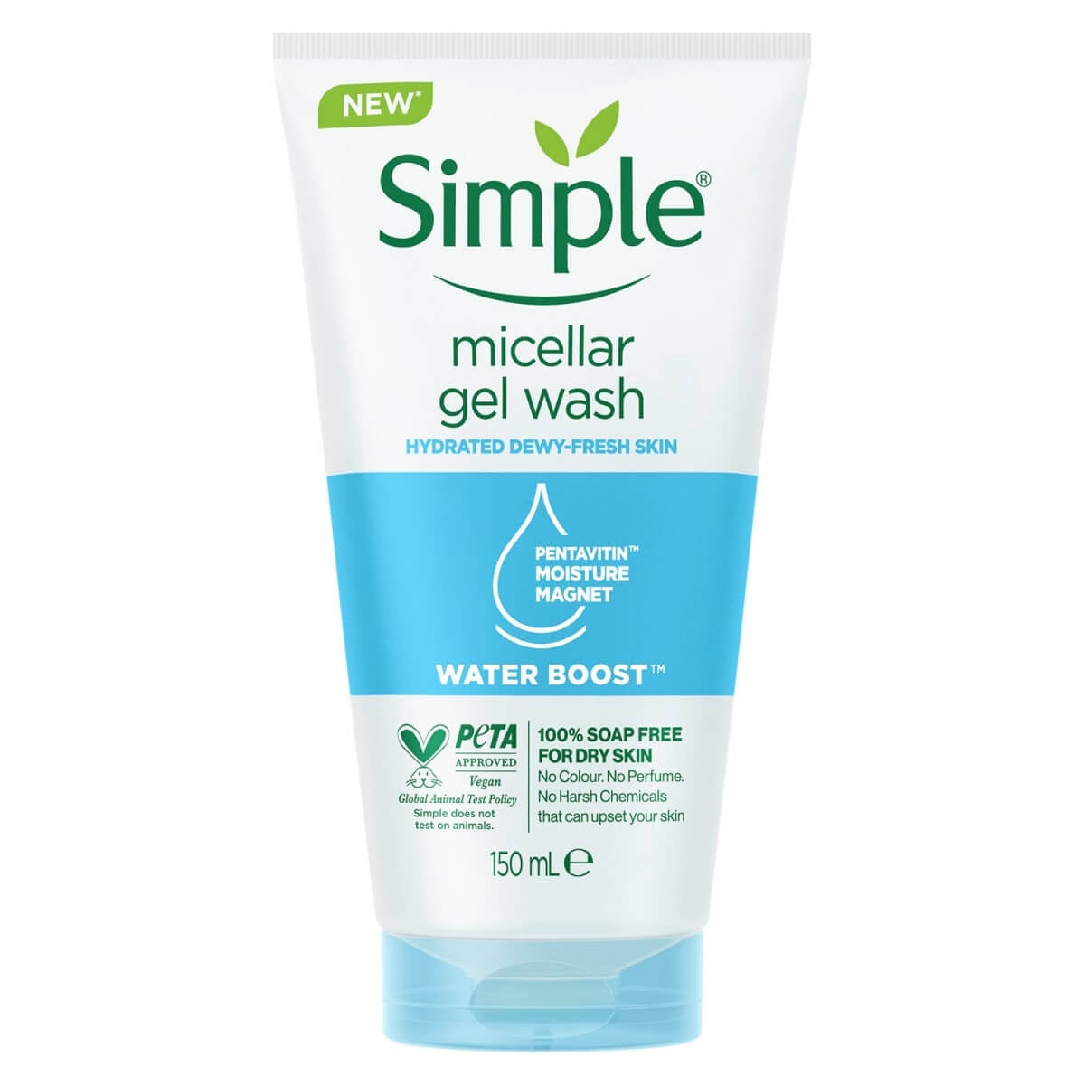 Simple (UK/Poland) Water Boost Micellar Facial Gel Wash For Dry Skin 150ml